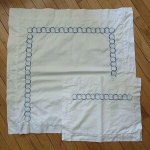 Pratesi Euro Sham+Bolster Pillow Case Set White Embroidery Egyptian Cotton Italy